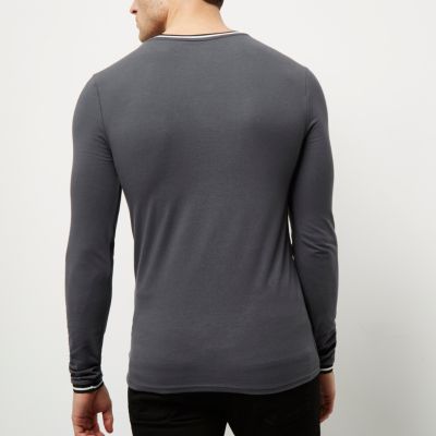 Grey tipped muscle fit T-shirt
